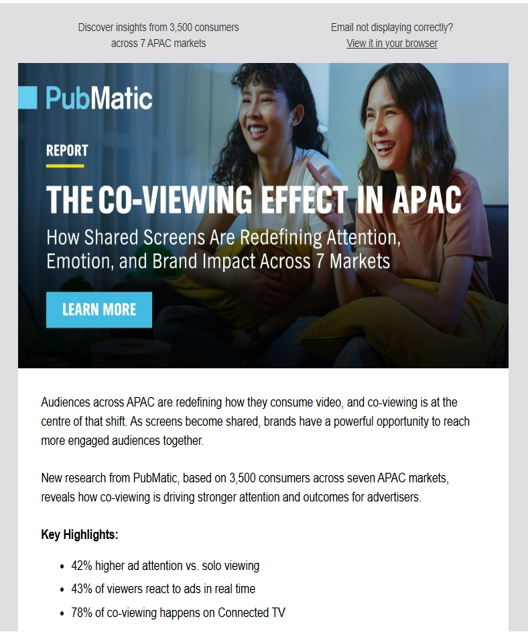 The launch email, built and sent in-house via Pardot